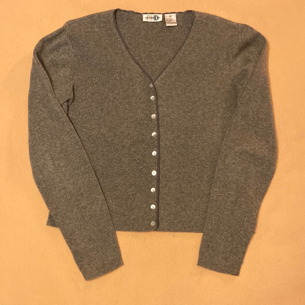 Vintage Grey Waist Length Ramie and Cotton Sweater